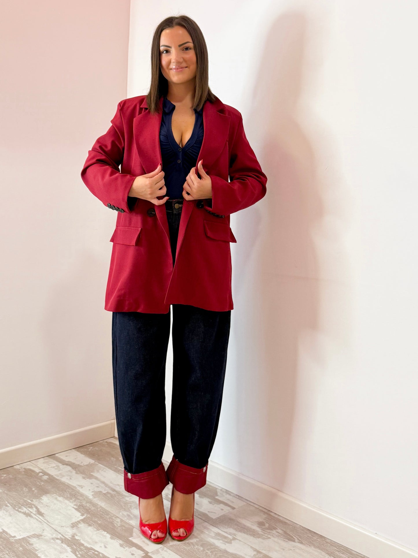 GIACCA OVER DOPPIO PETTO BORDEAUX