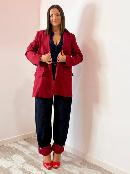 GIACCA OVER DOPPIO PETTO BORDEAUX