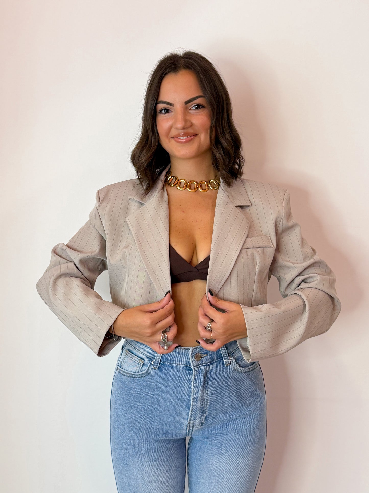 GIACCA CROP GESSATA