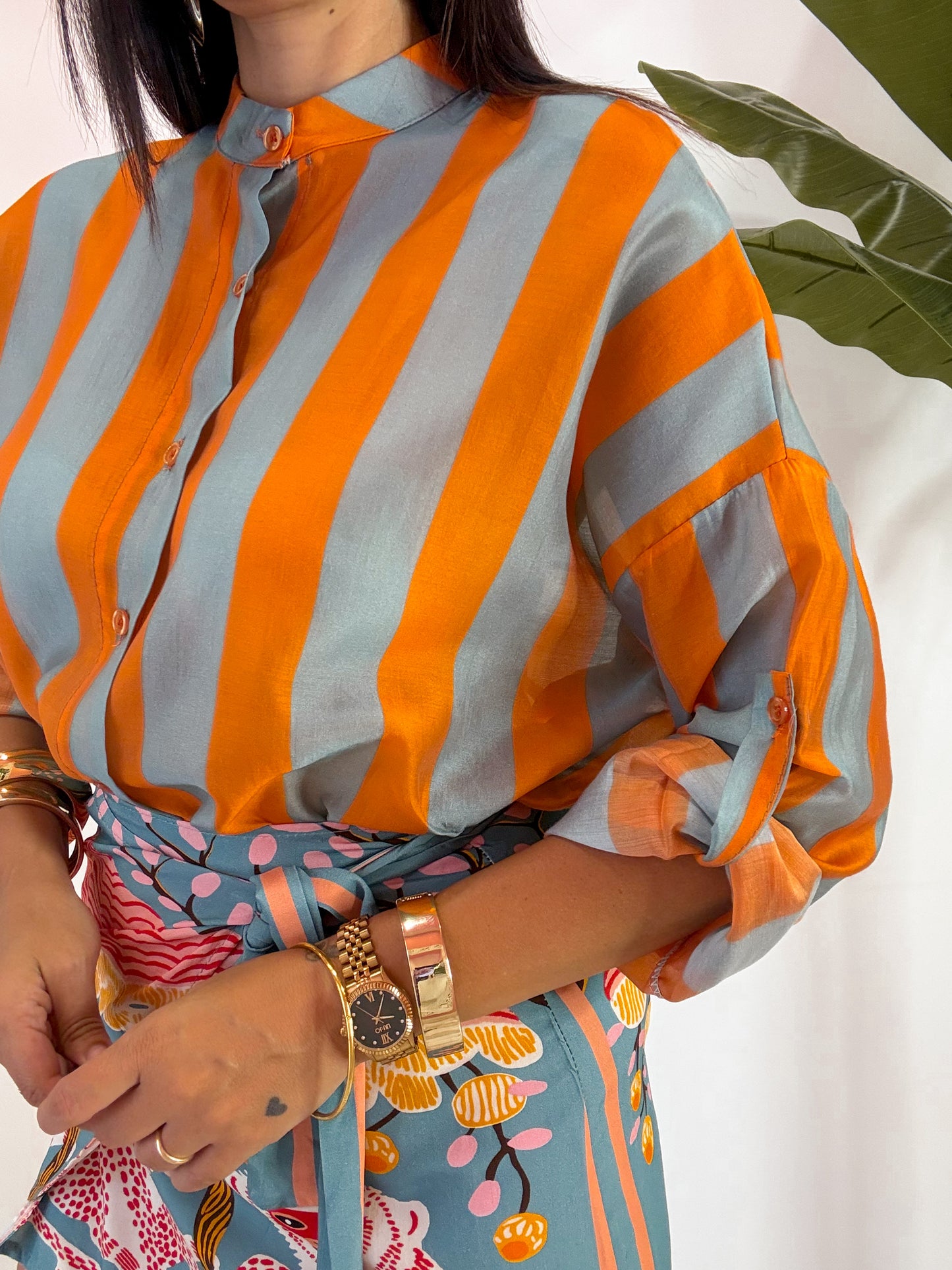 CAMICIA BICOLORE ARANCIO
