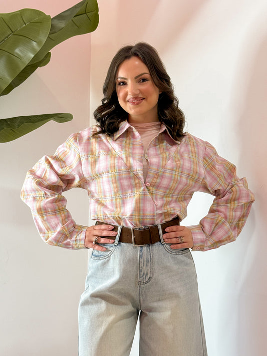 CAMICIA QUADRI ROSA
