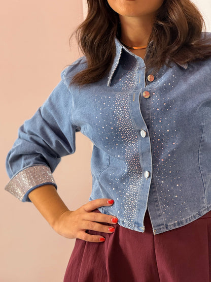 CAMICIA DENIM STRASS