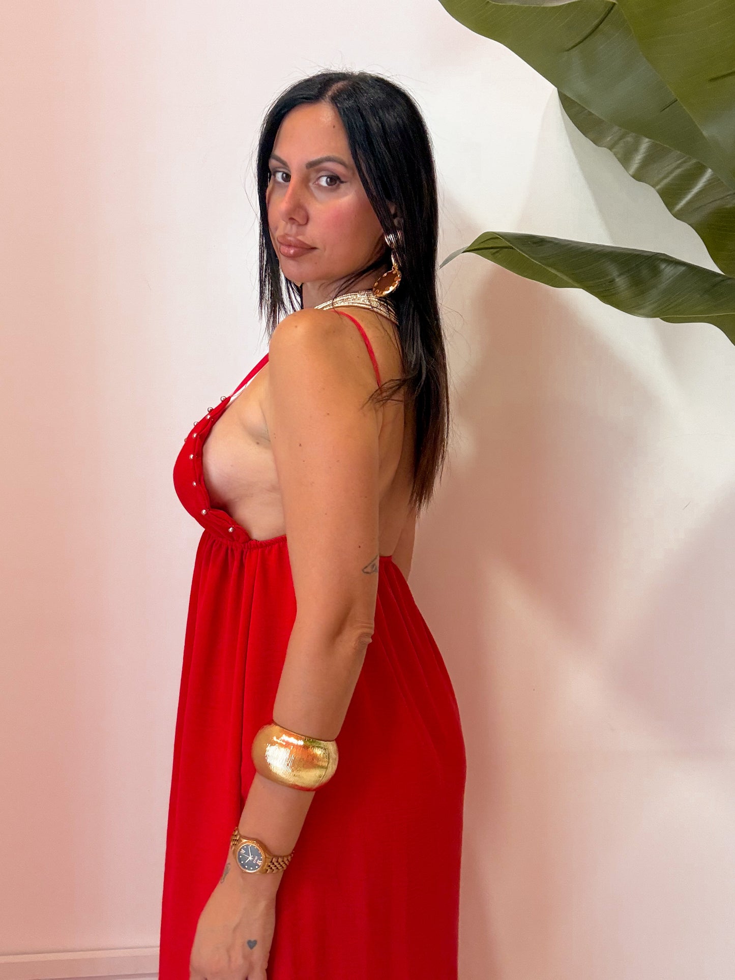 VESTITO SEMPLICE BORCHIE 3 COLORI
