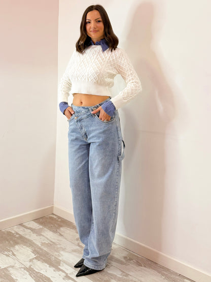 MAGLIA CROP CAMICIA 4 COLORI