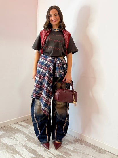 CAMICIA QUADRI BLU/BORDEAUX