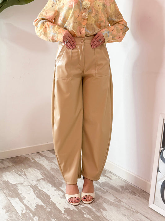 PANTALONE SIMILPELLE CAMEL