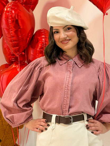 CAMICIA SBUFFO DENIM ROSA
