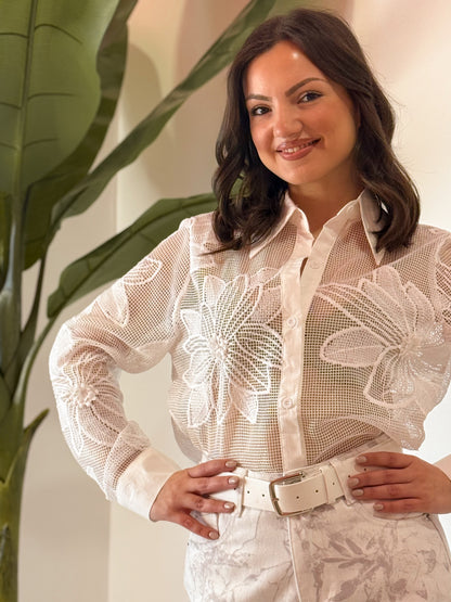 CAMICIA RICAMO FIORE