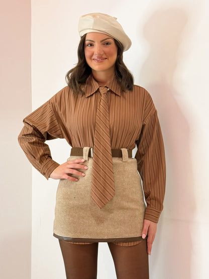 CAMICIA CRAVATTINO COOFFEE