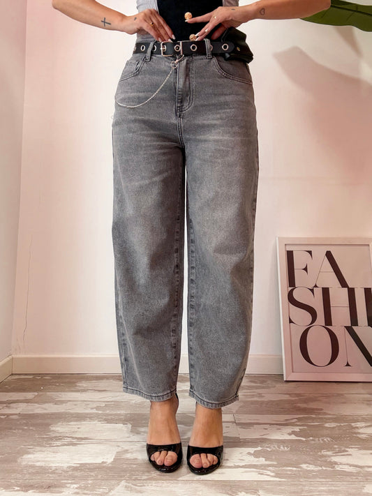 JEANS MOMFIT GRIGIO 497