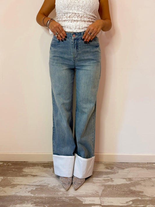 JEANS PIEGONE BIANCO