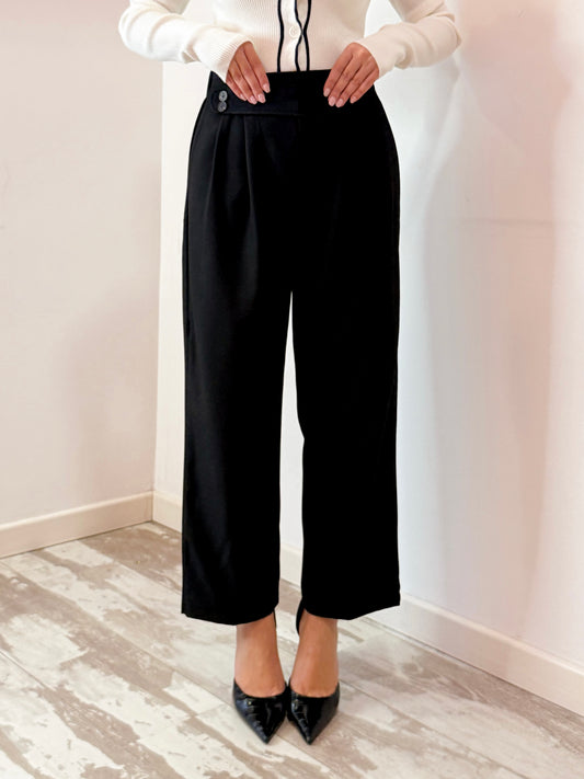 PANTALONE DOPPIO BOTTONE NERO