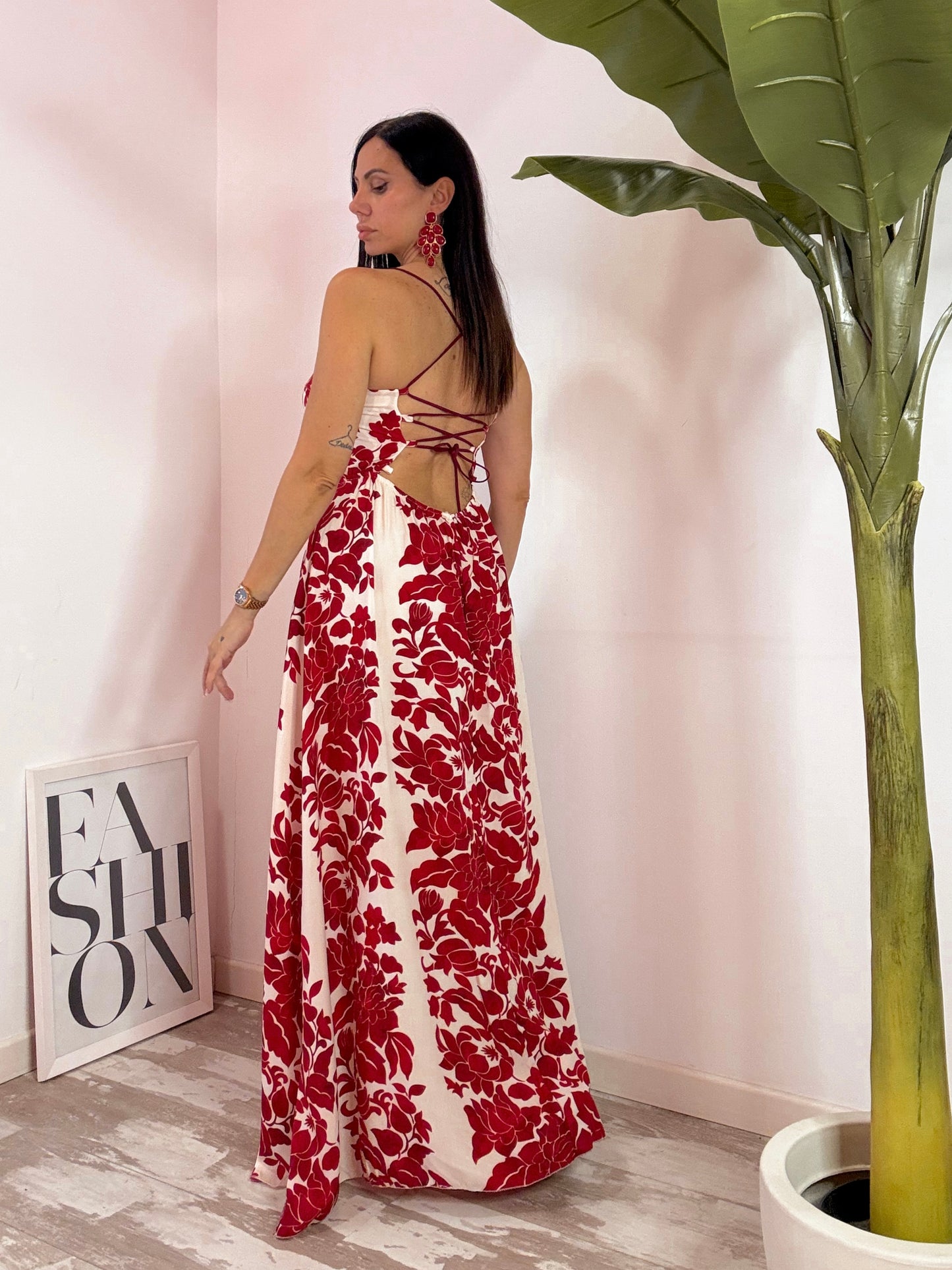 VESTITO STAMPA ROSSO