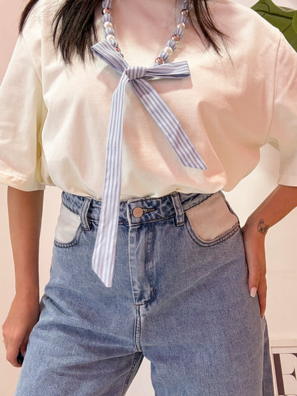 JEANS RISVOLTO BIANCO