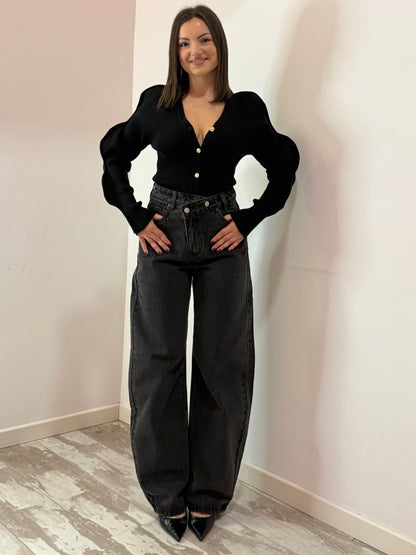 JEANS NERO TRASVERSALE