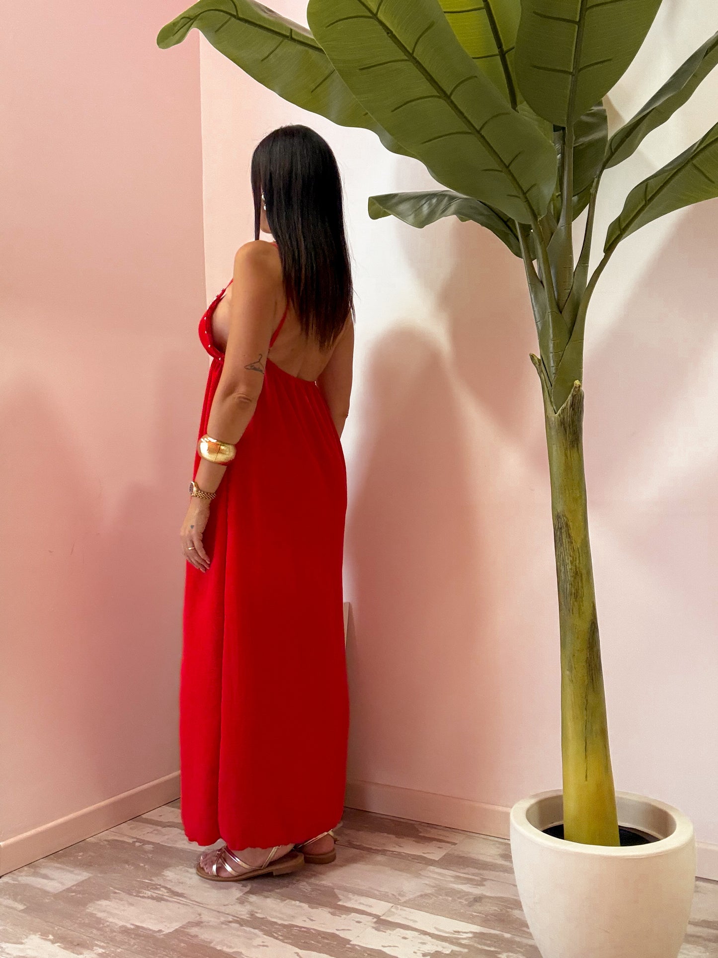 VESTITO SEMPLICE BORCHIE 3 COLORI