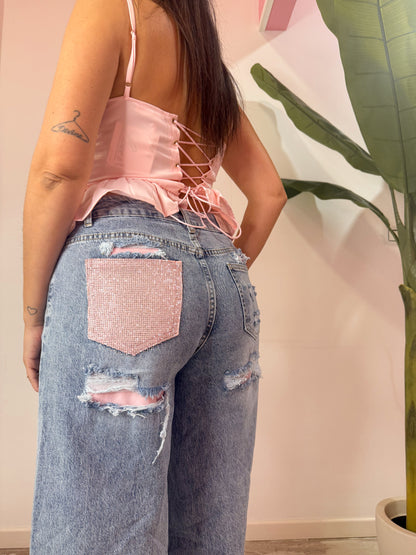 JEANS TASCA ROSA