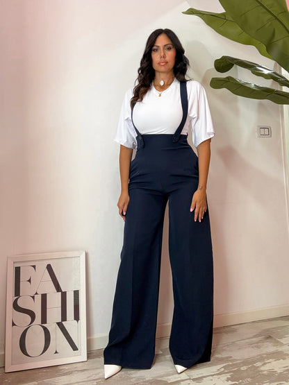 PANTALONE BRETELLE BLU