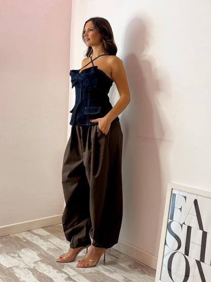 PANTALONE BALLOON MARRONE