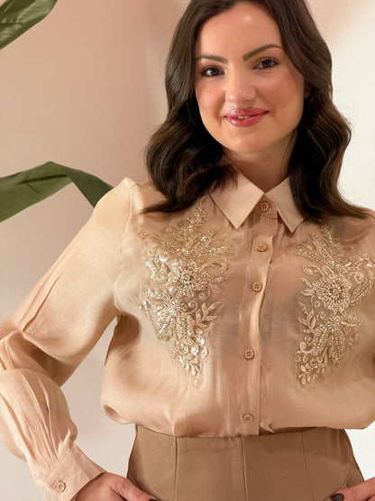 CAMICIA LAVORATA BEIGE