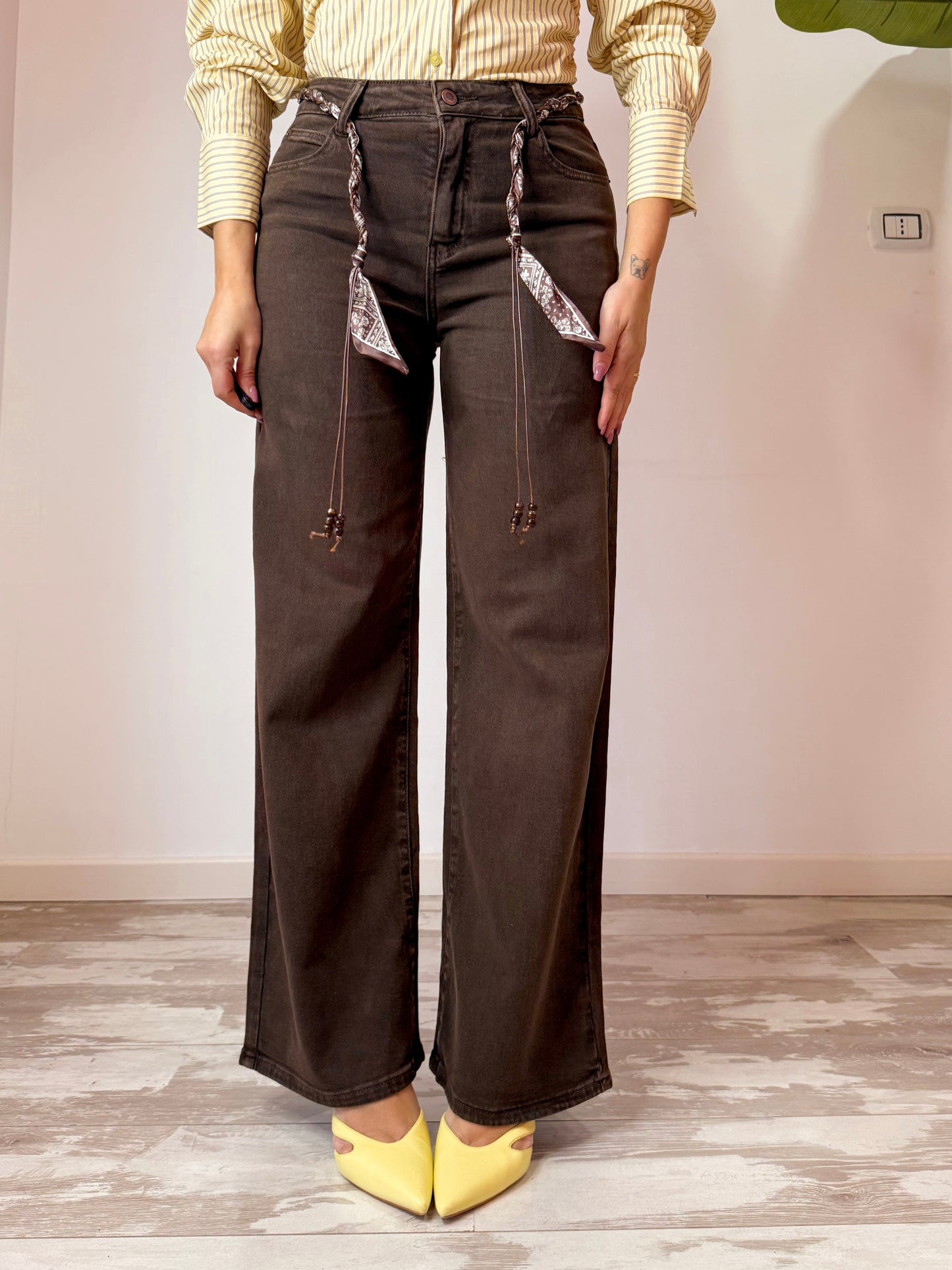 JEANS MARRONE FOULARINO