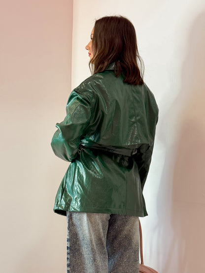 GIACCA SIMILPELLE VERDE