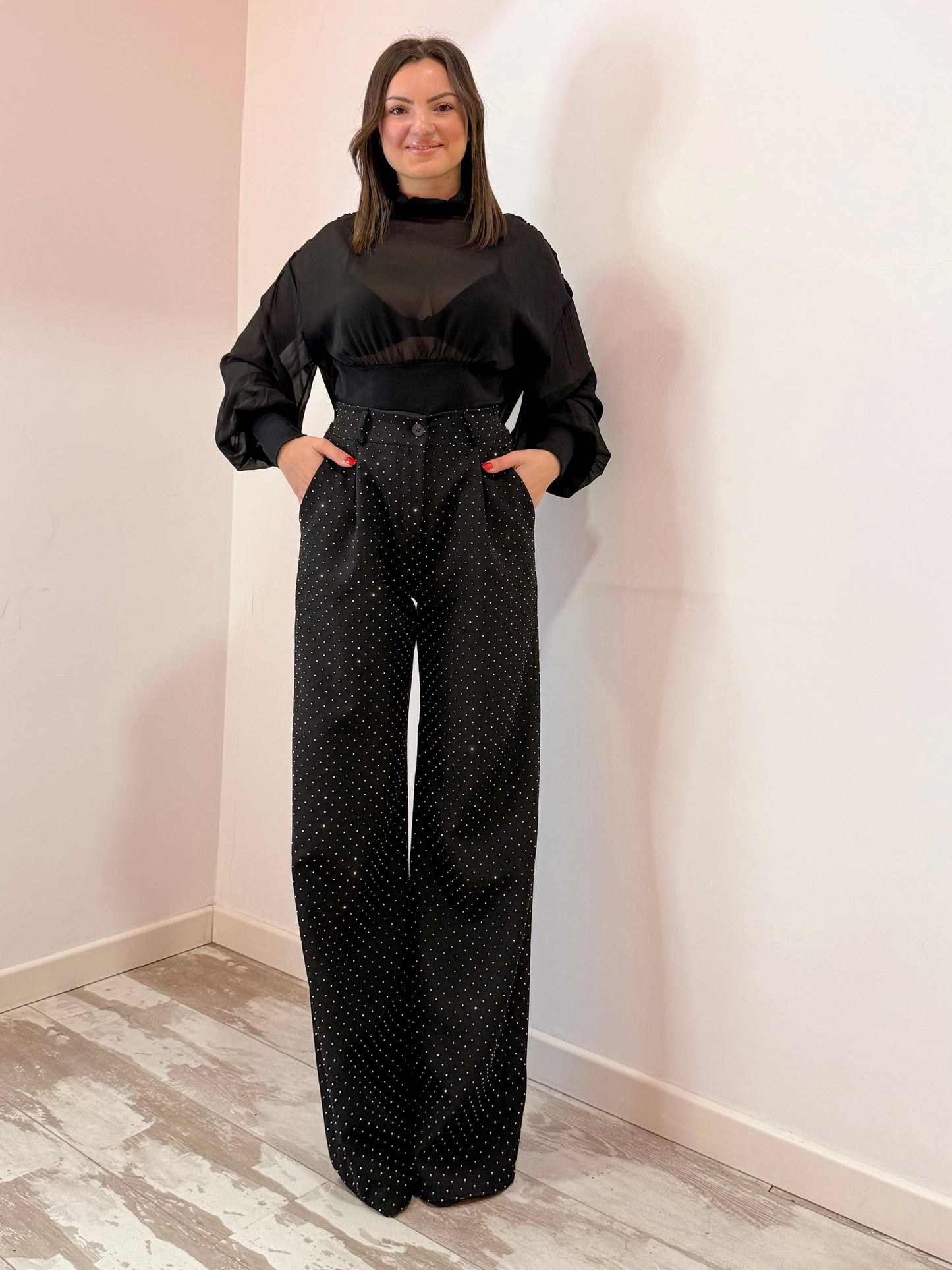 PANTALONE PALAZZO BRILLANTINI