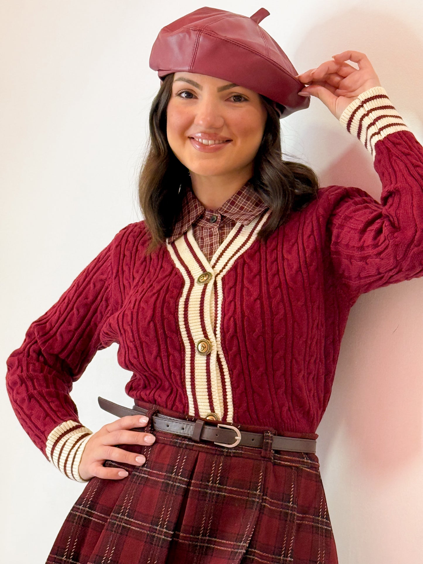 FINTO CARDIGAN BORDEAUX