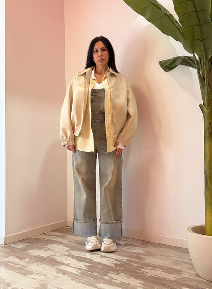 GIACCA MARTELLATA ROSA E BEIGE