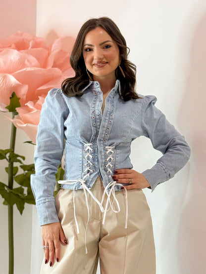 CAMICIA JEANS STRINGATA