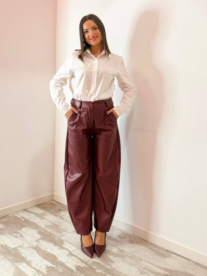PANTALONE ECOPELLE BORDEAUX