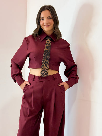 CAMICIA CROP CRAVATTINO