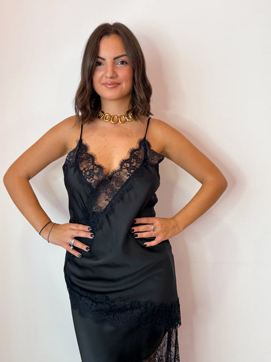 TOP SATIN NERO
