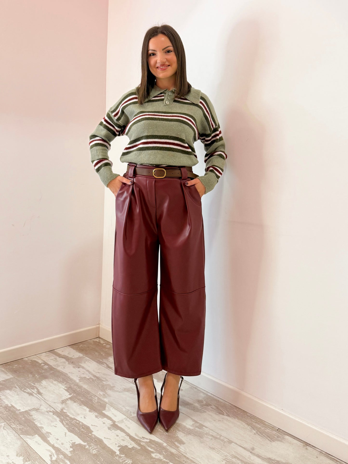 PANTALONE CAPRI BORDEAUX
