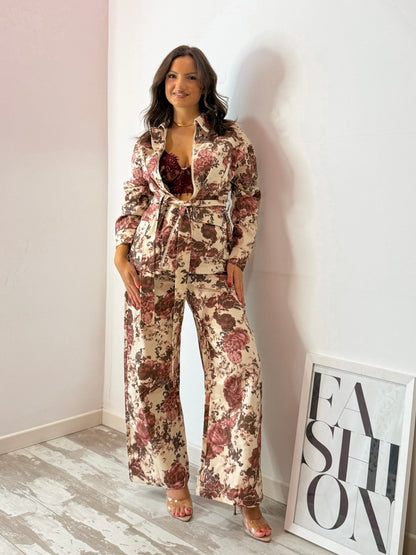 SET GIACCA PANTALONE FIORI
