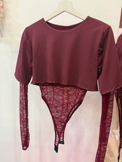 T shirt crop e pizzo 3 colori