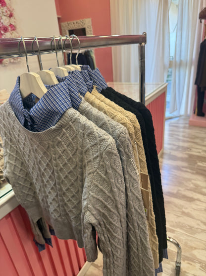 MAGLIA CROP CAMICIA 4 COLORI