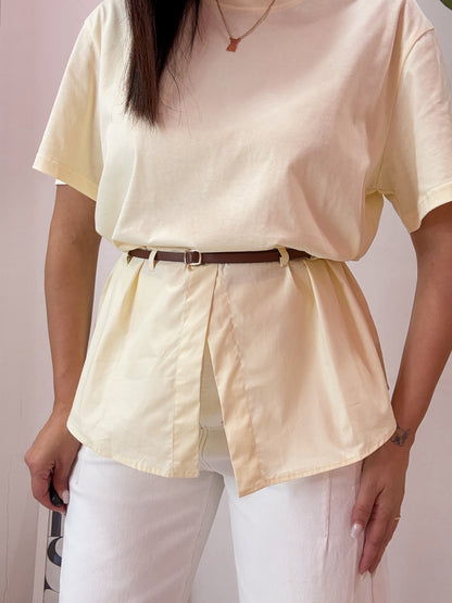 MAGLIA CREMA CON CINTURINO