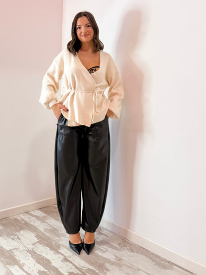 PANTALONE ECOPELLE NERO