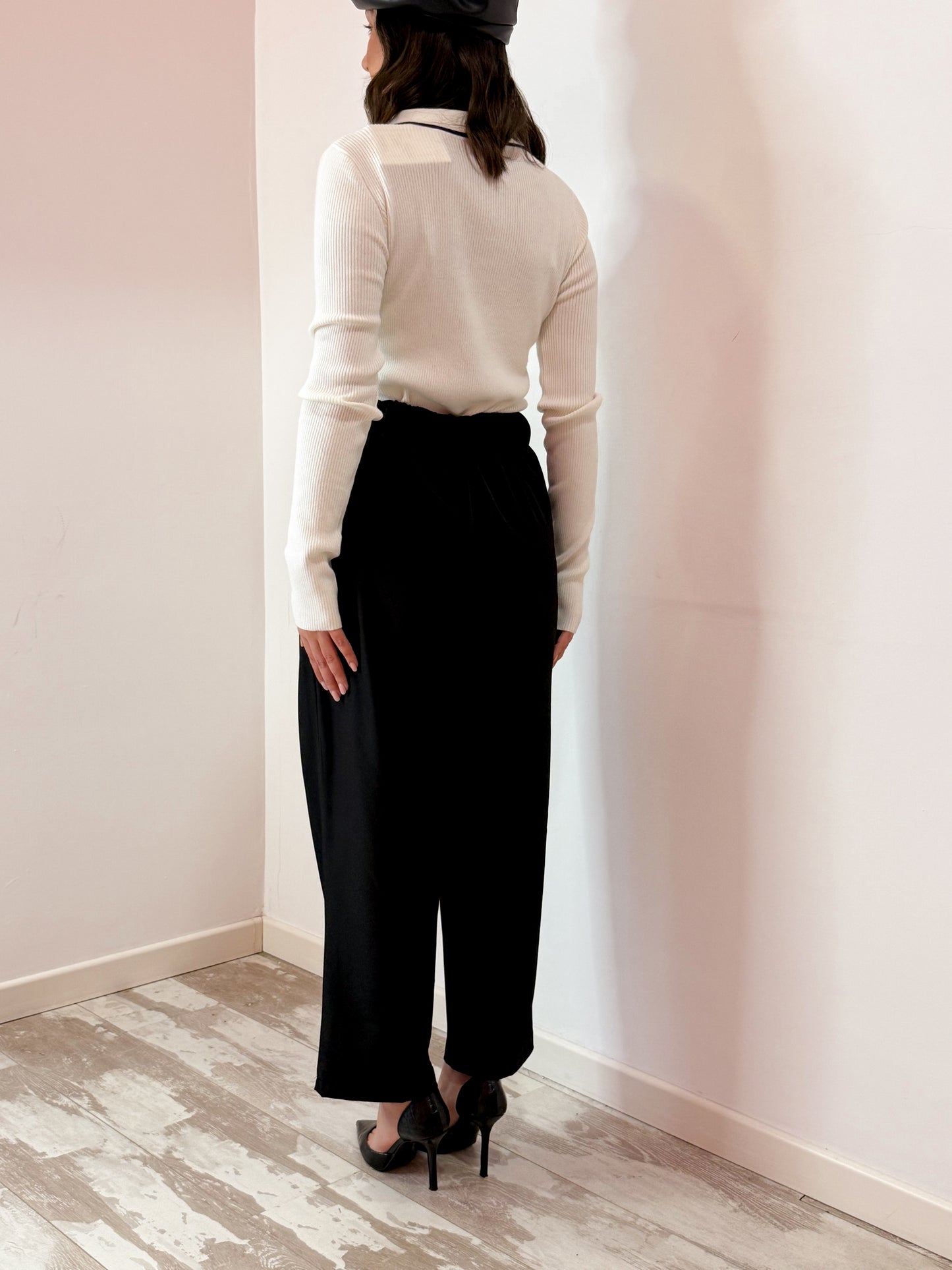 PANTALONE DOPPIO BOTTONE NERO