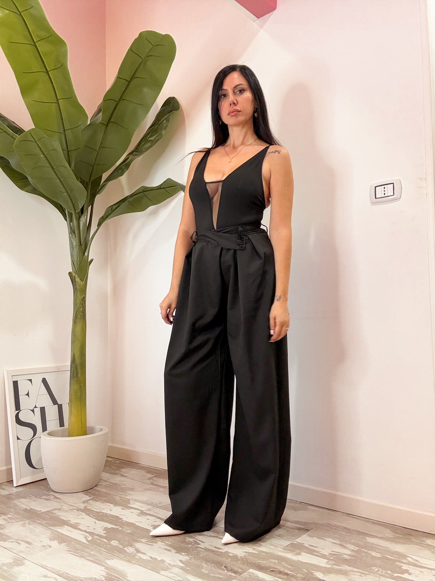 PANTALONE BOTTONE TRASVERSALE 4 COLORI