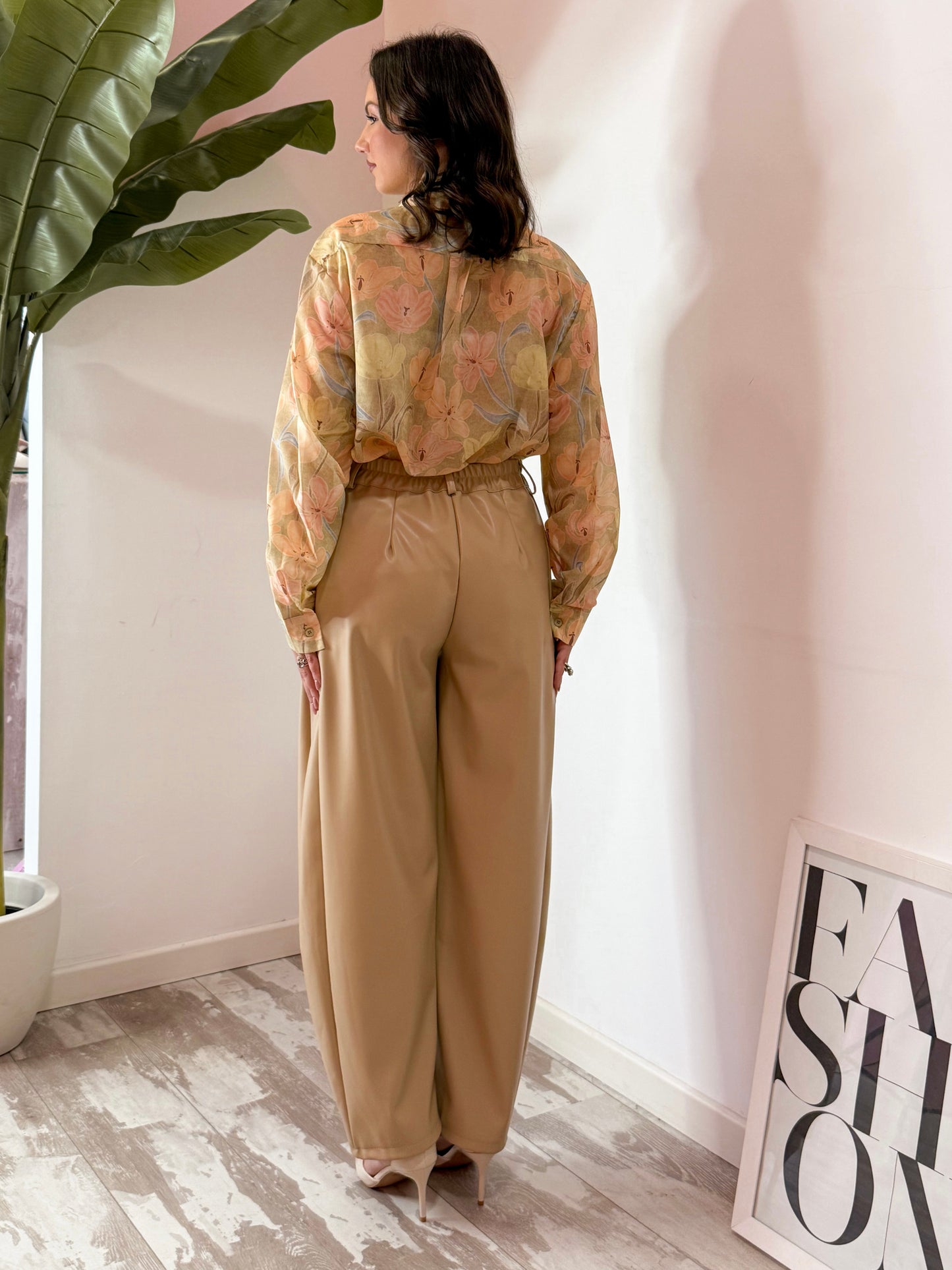 PANTALONE SIMILPELLE CAMEL