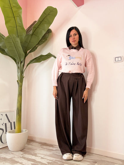 PANTALONE BOTTONE TRASVERSALE 4 COLORI