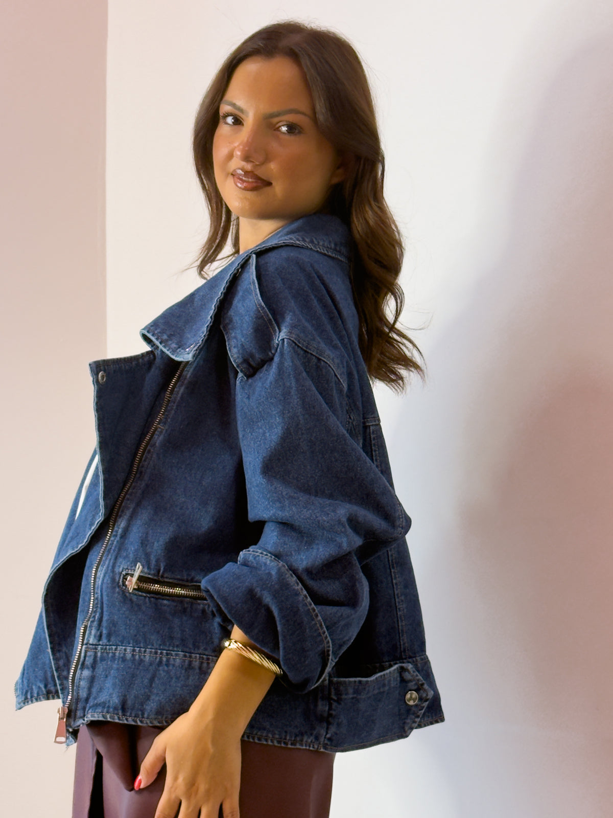 GIACCA BIKER DENIM SCURO