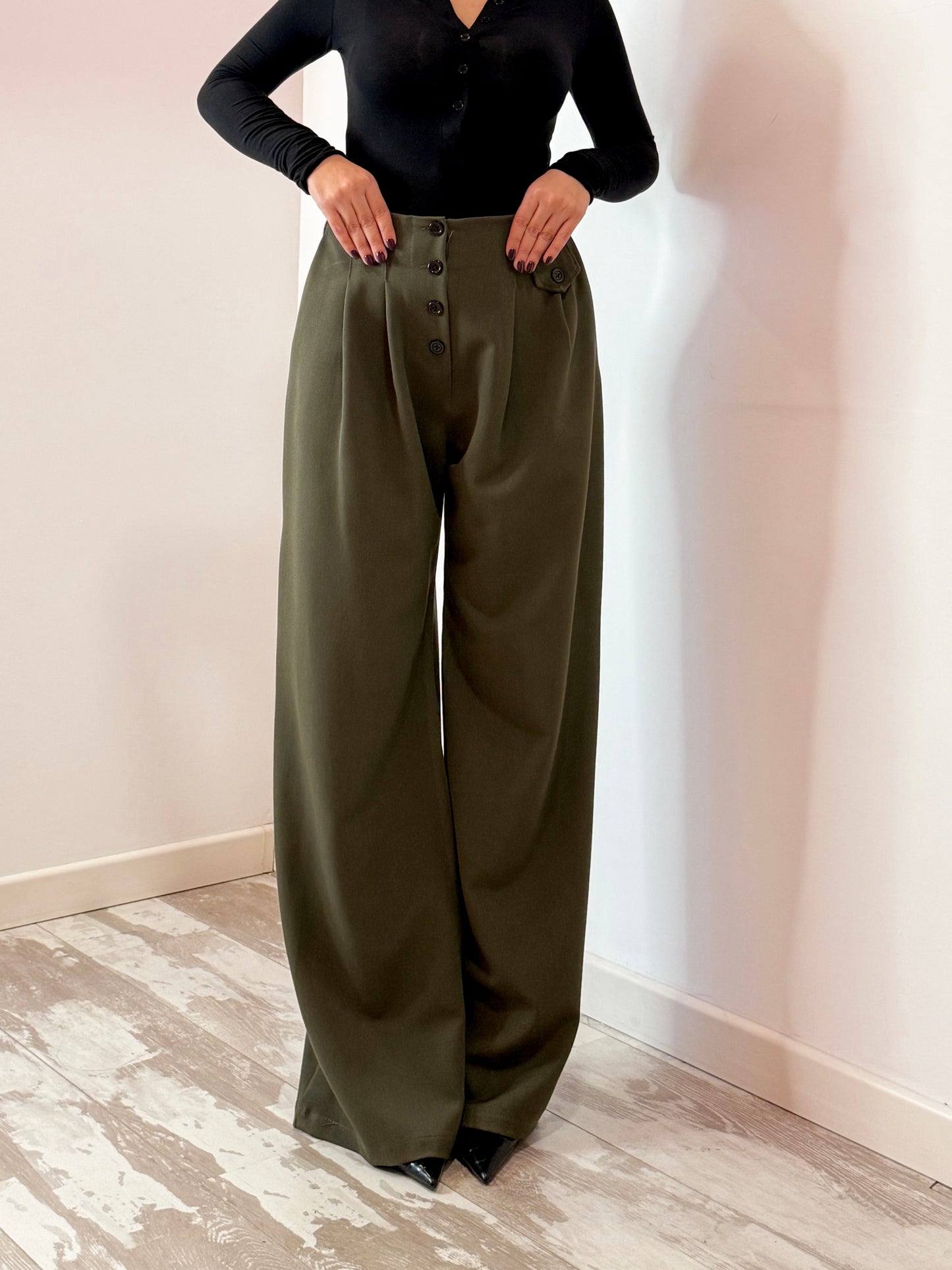 PANTALONE BOTTONI VERDE