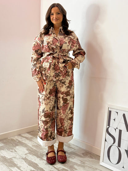 SET GIACCA PANTALONE FIORI