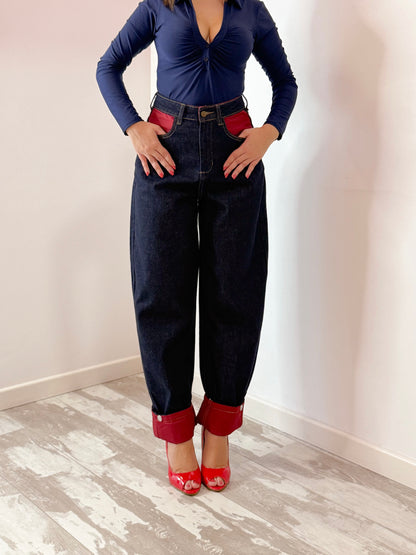 JEANS RISVOLTINO ROSSO