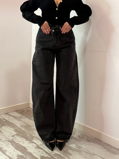 JEANS NERO TRASVERSALE