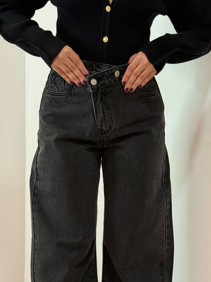 JEANS NERO TRASVERSALE