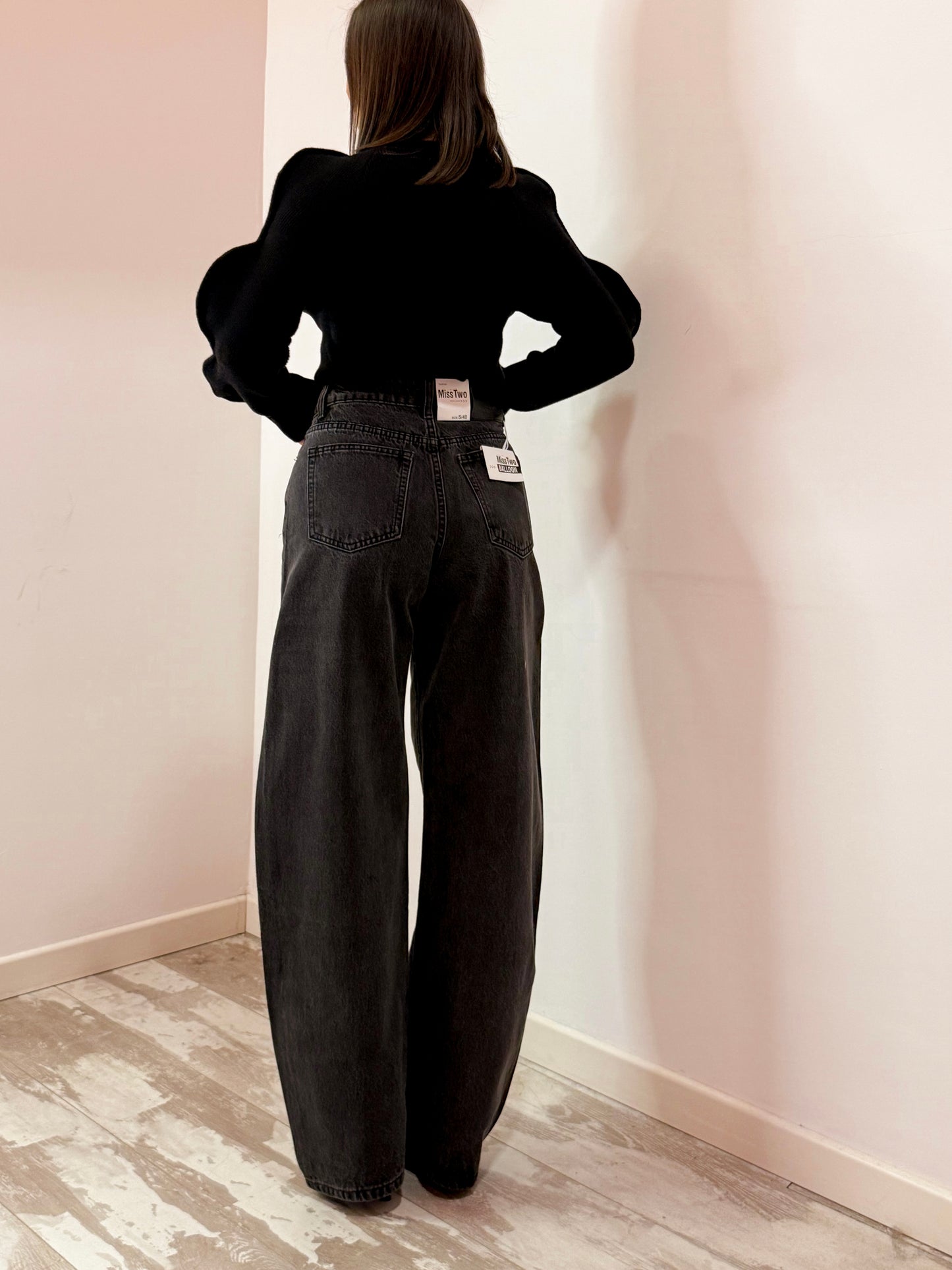 JEANS NERO TRASVERSALE